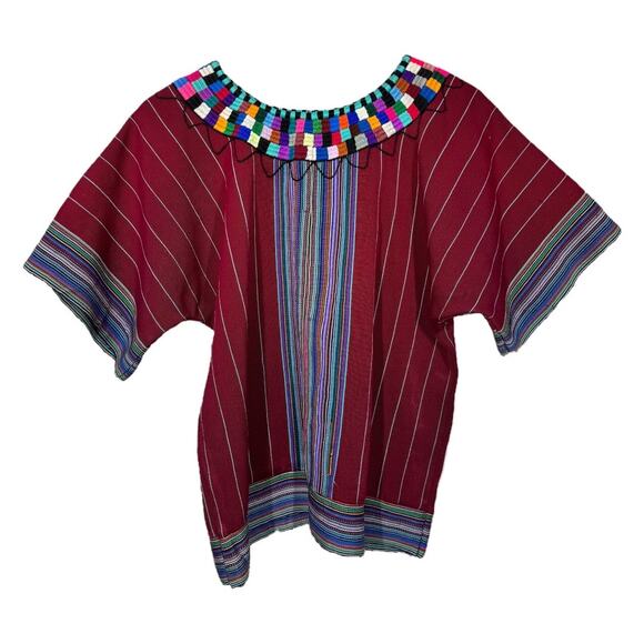 Vintage Guatemalan Huipil Poncho Top Heavy Embroidered Handwoven Boho One Size - Picture 3 of 7